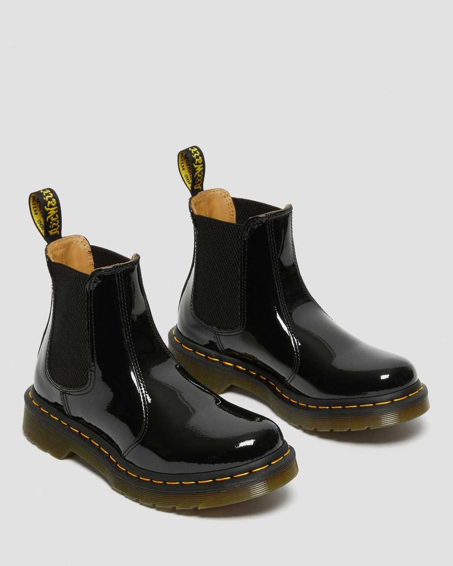 svarta dr martens 2976 patent chelsea stövlar för dam