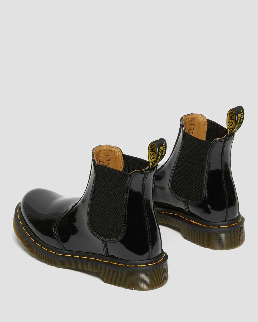 svarta dr martens 2976 patent chelsea stövlar för dam