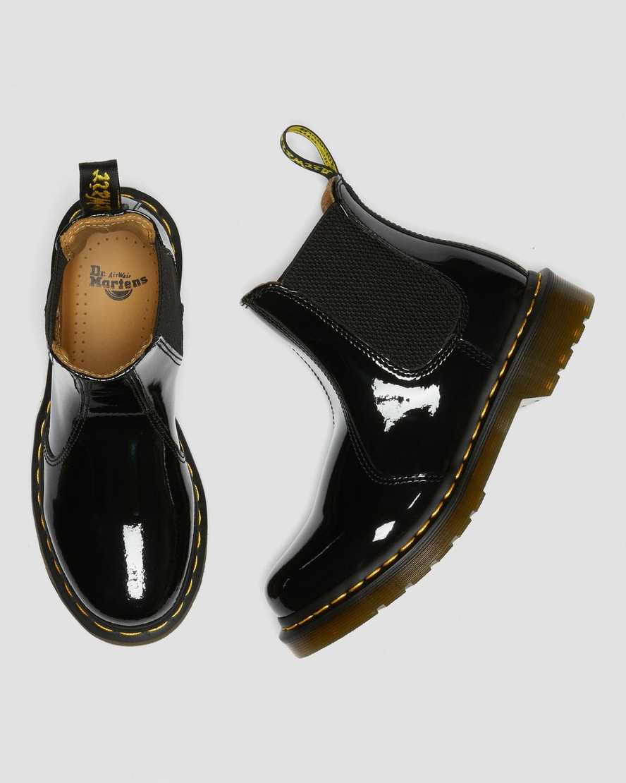 svarta dr martens 2976 patent chelsea stövlar för dam