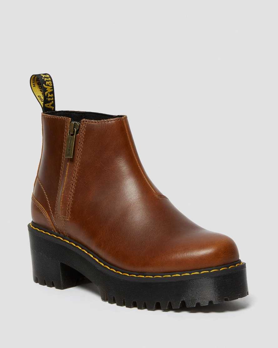 bruna dr martens rometty ii chelsea-stövlar för kvinnor