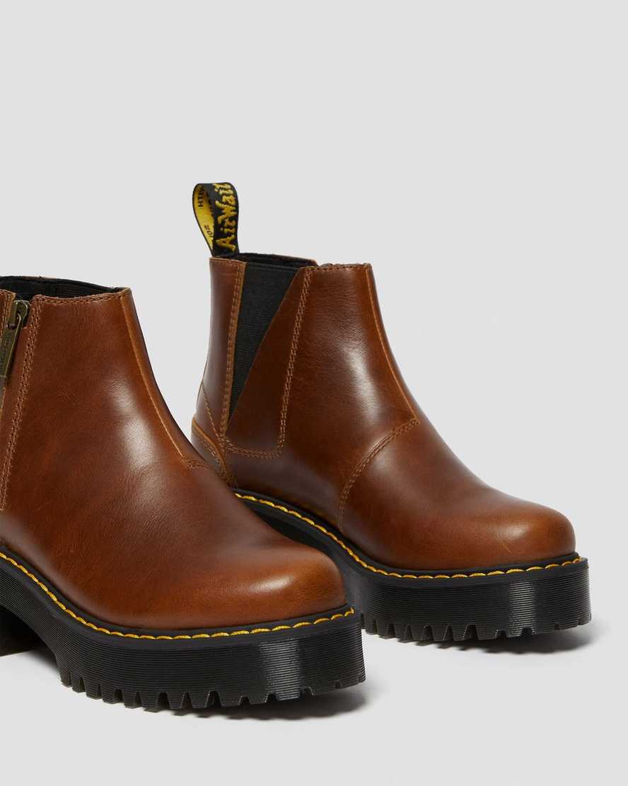 bruna dr martens rometty ii chelsea-stövlar för kvinnor