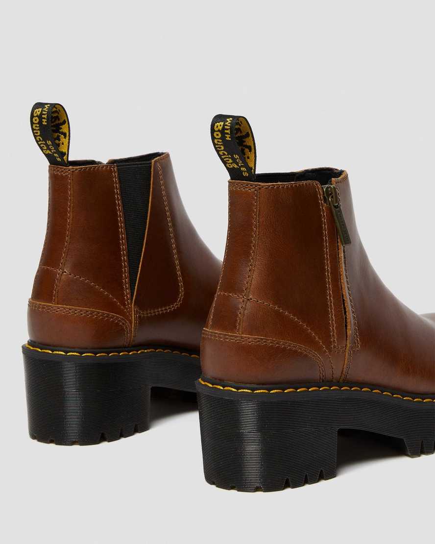 bruna dr martens rometty ii chelsea-stövlar för kvinnor