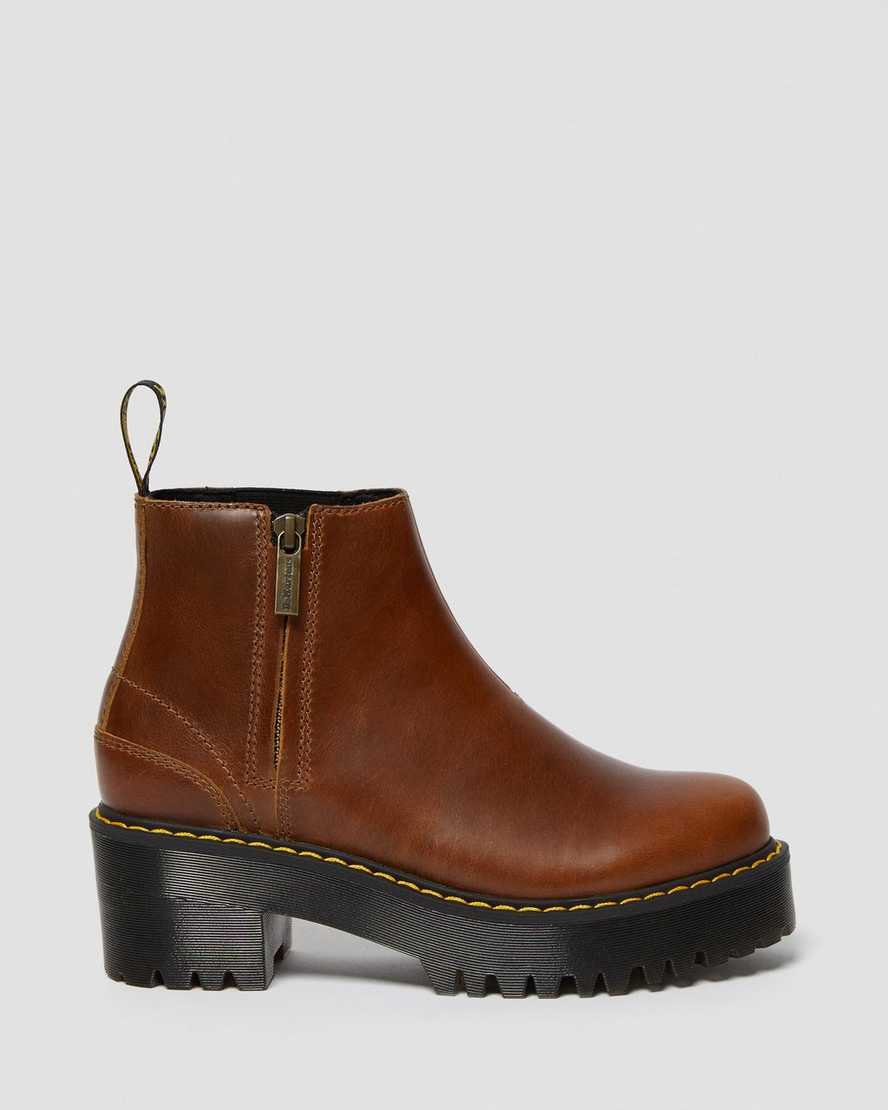 bruna dr martens rometty ii chelsea-stövlar för kvinnor