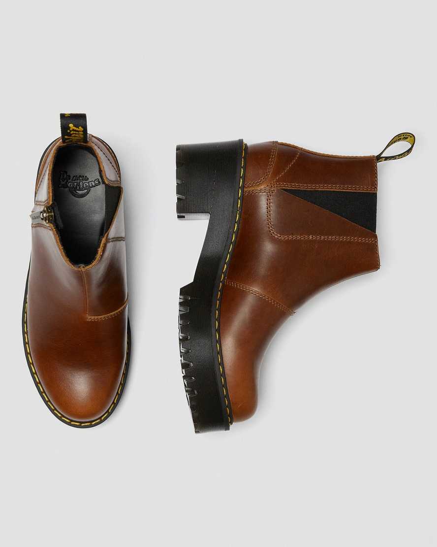 bruna dr martens rometty ii chelsea-stövlar för kvinnor