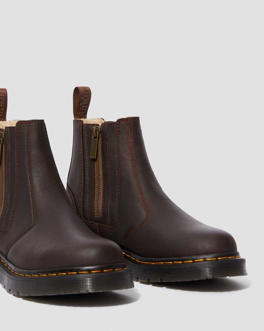 bruna dr martens 2976 dms wintergrip zip chelsea-stövlar för kvinnor