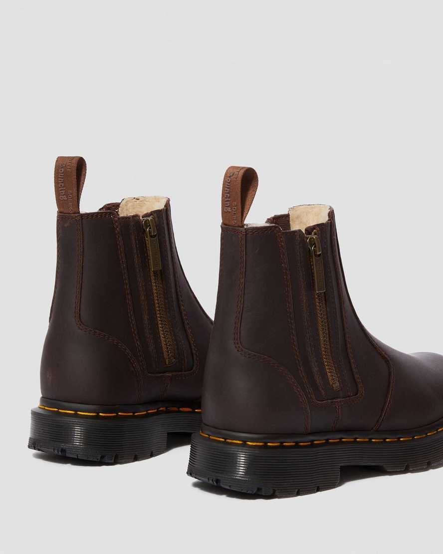 bruna dr martens 2976 dms wintergrip zip chelsea-stövlar för kvinnor