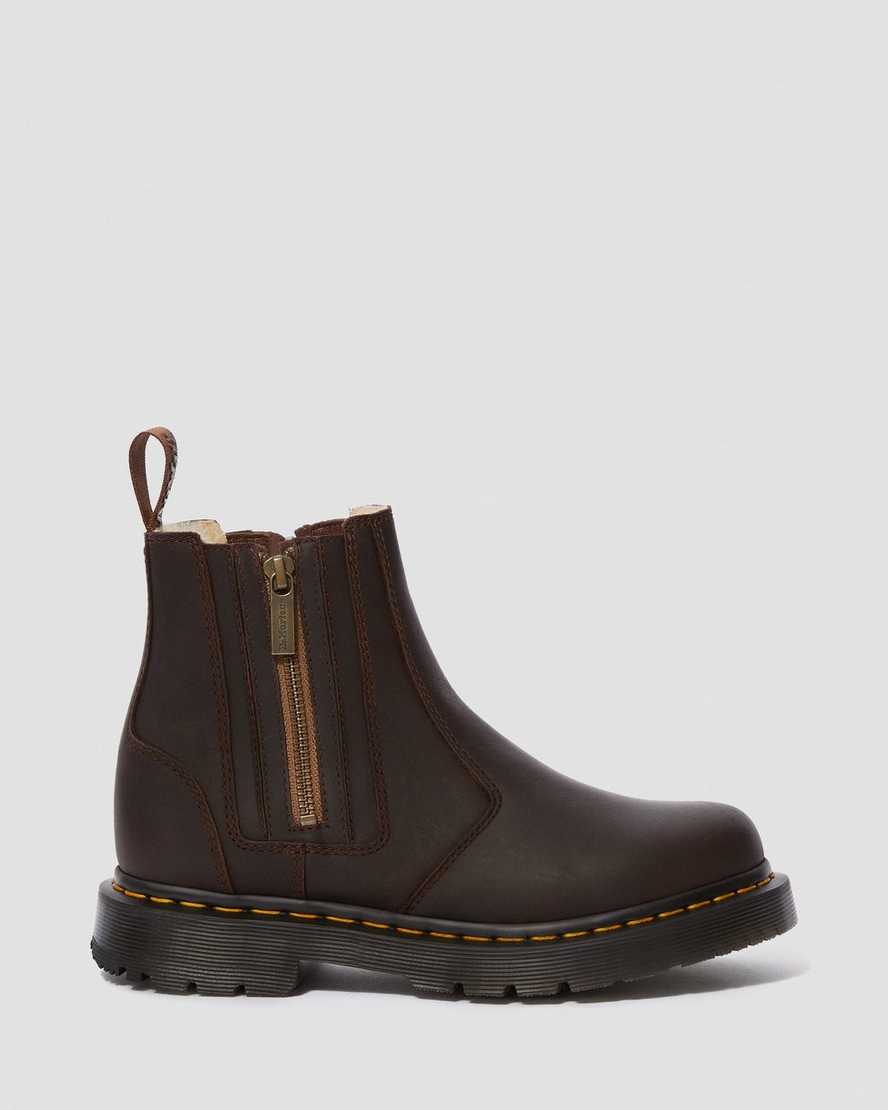 bruna dr martens 2976 dms wintergrip zip chelsea-stövlar för kvinnor
