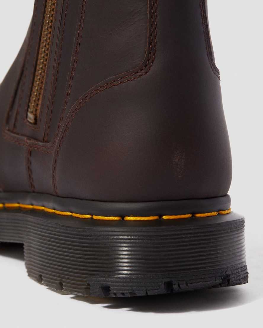 bruna dr martens 2976 dms wintergrip zip chelsea-stövlar för kvinnor