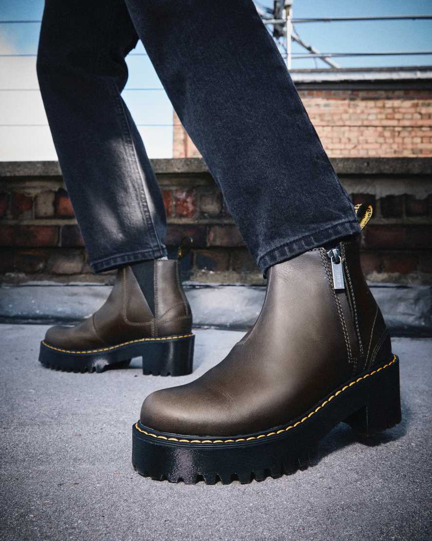 bruna dr martens rometty chelsea-stövlar för kvinnor