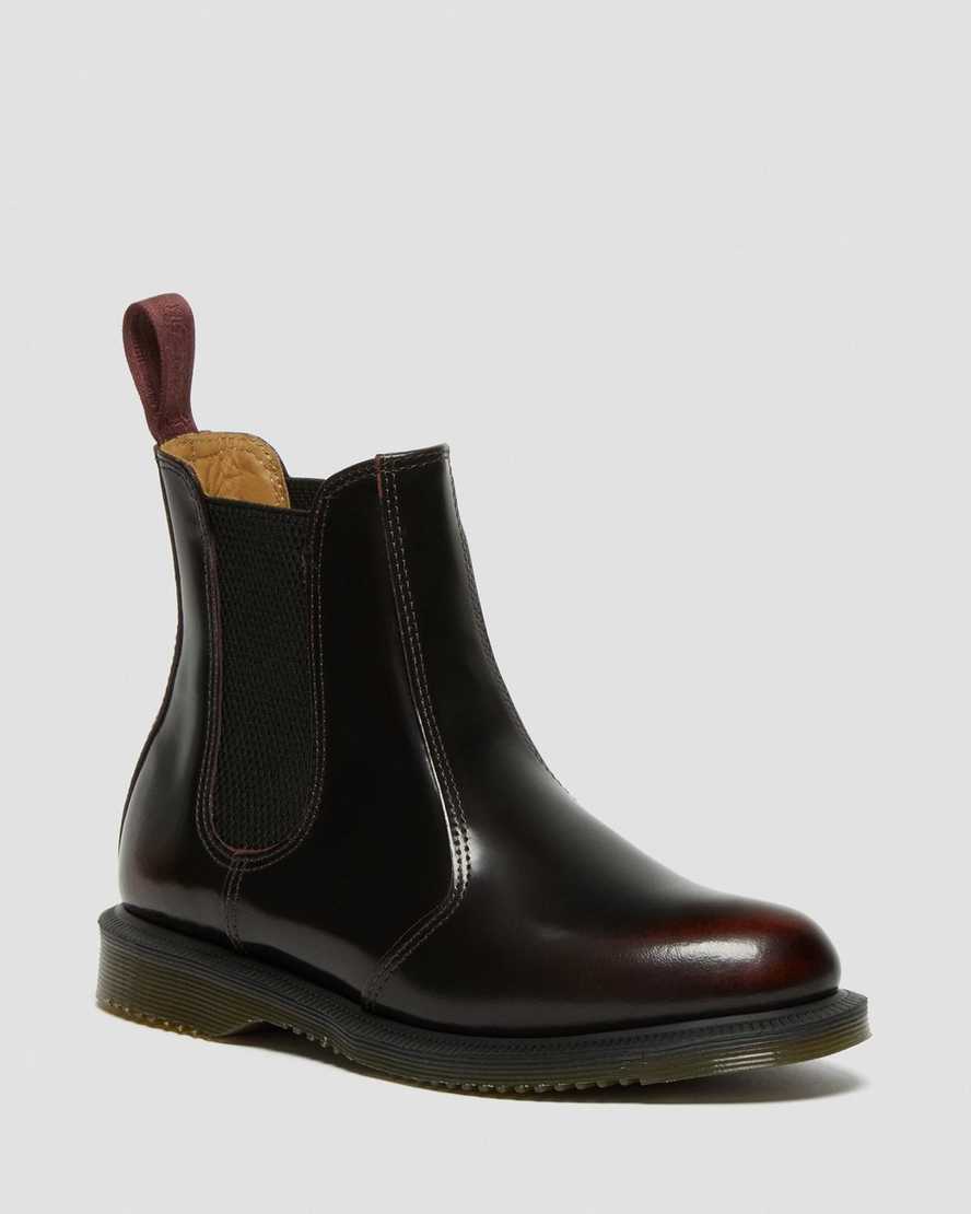 röda dr martens flora arcadia chelsea-stövlar för kvinnor
