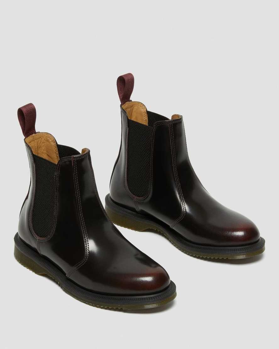 röda dr martens flora arcadia chelsea-stövlar för kvinnor