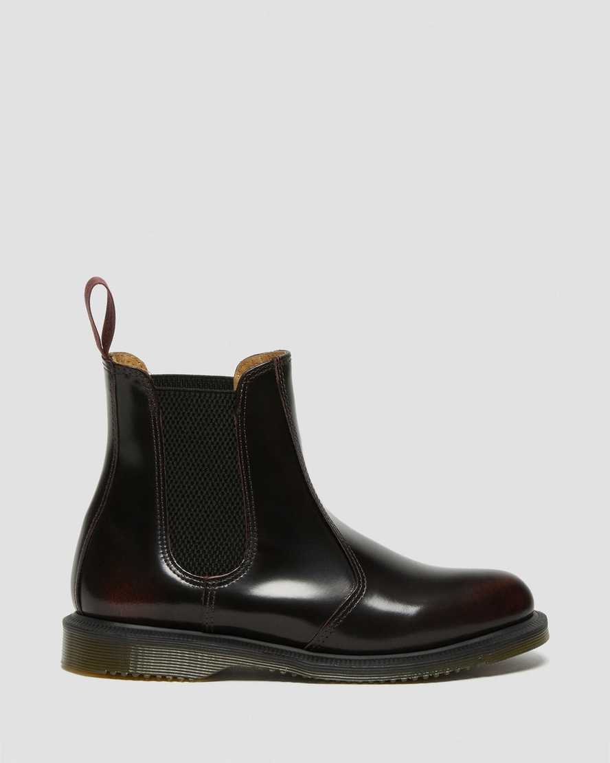 röda dr martens flora arcadia chelsea-stövlar för kvinnor