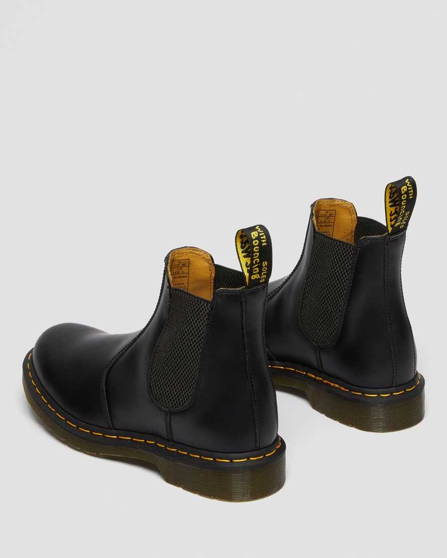 svarta dr martens 2976 yellow stitch smooth chelsea stövlar för dam