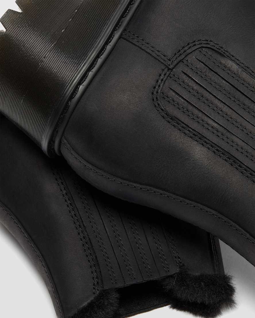 svarta dr martens rometty fuskpäls chelsea stövlar för dam