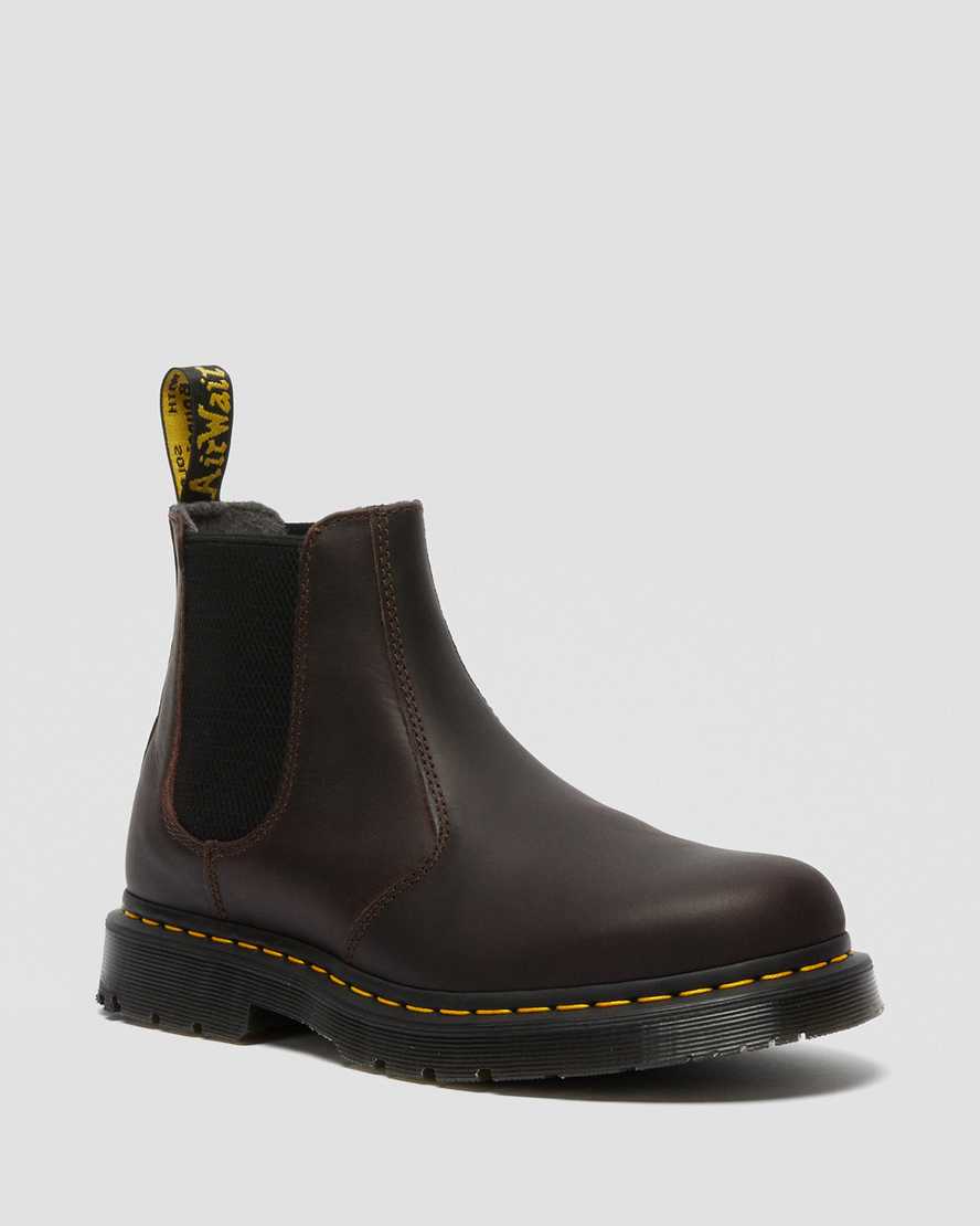 mörkbruna dr martens 2976 dms wintergrip chelsea-stövlar för kvinnor