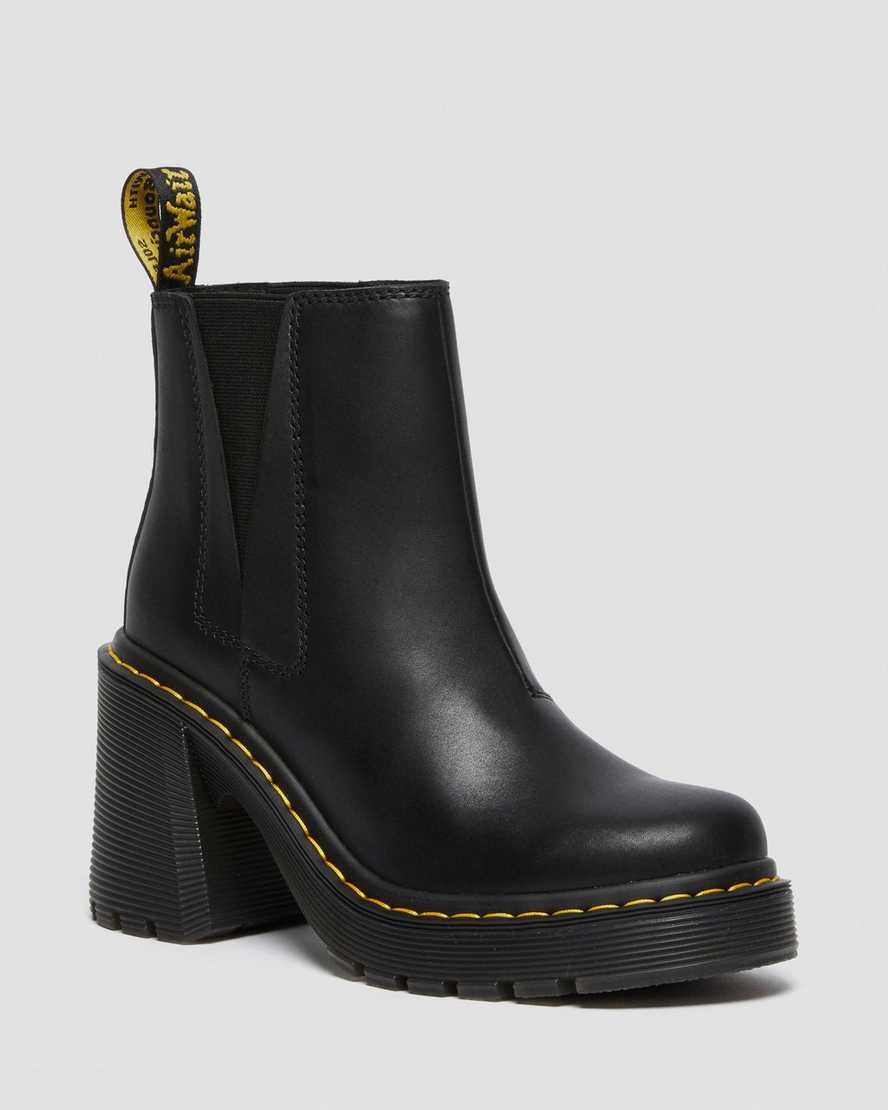 svarta dr martens spence flared heel chelsea stövlar för dam