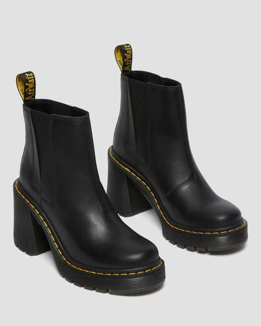 svarta dr martens spence flared heel chelsea stövlar för dam