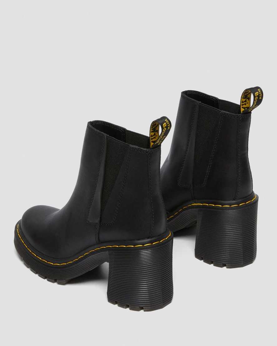 svarta dr martens spence flared heel chelsea stövlar för dam