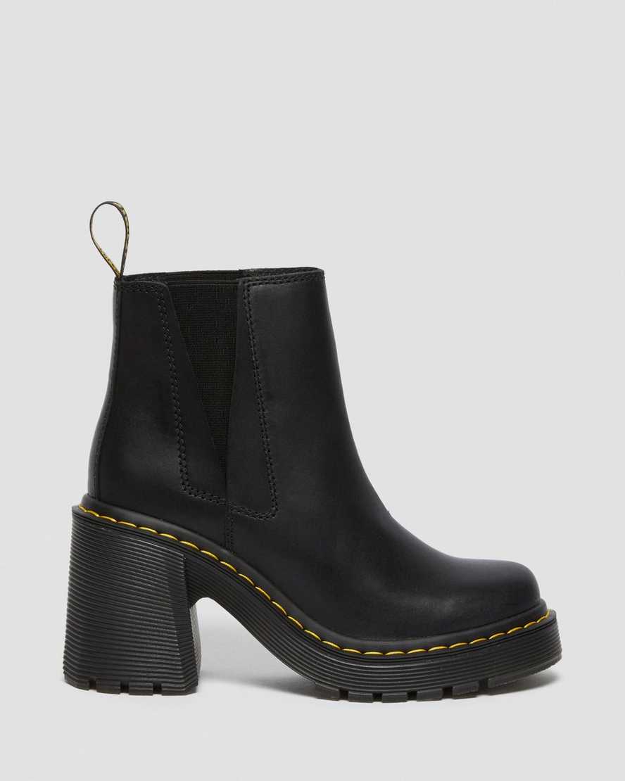 svarta dr martens spence flared heel chelsea stövlar för dam