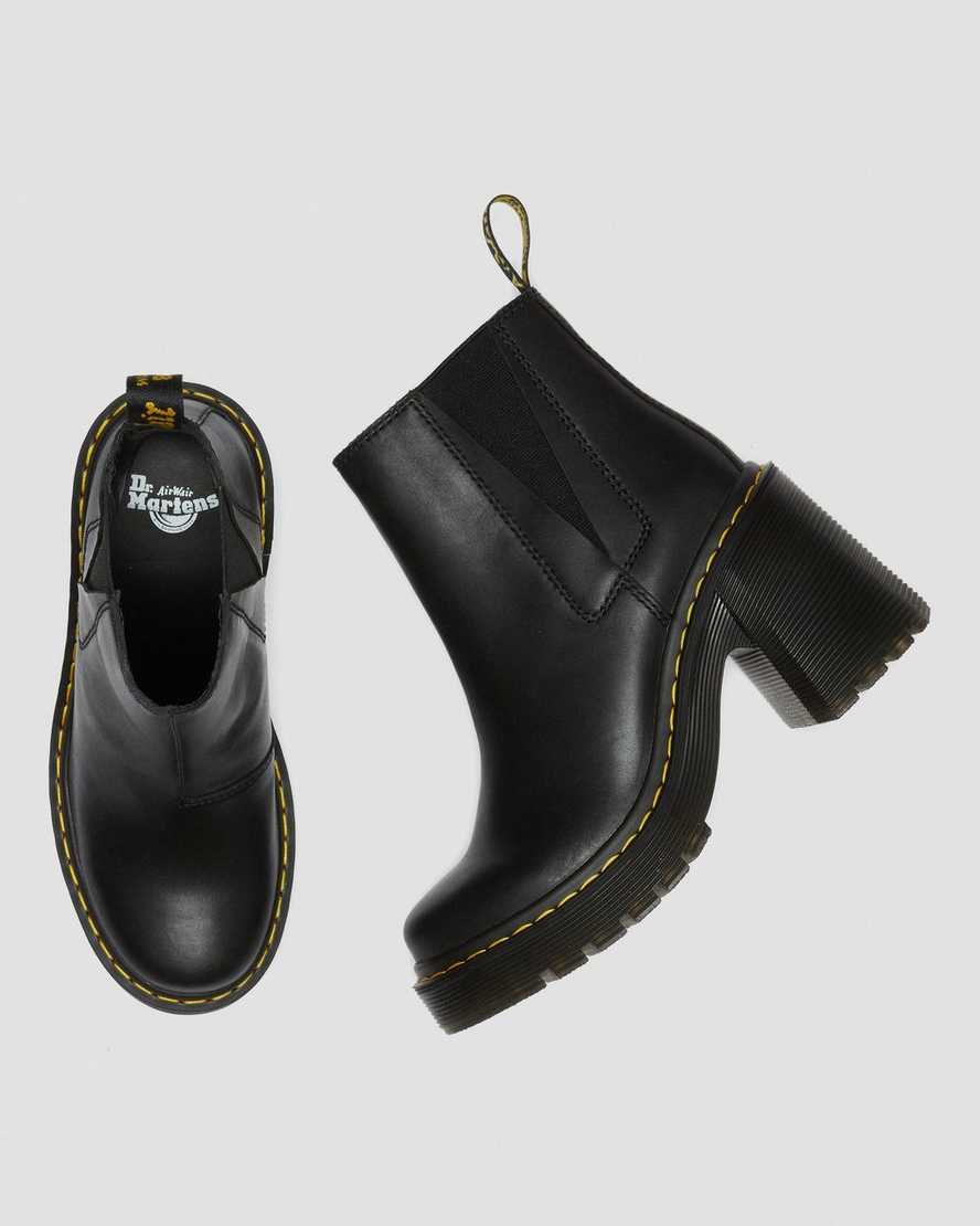 svarta dr martens spence flared heel chelsea stövlar för dam