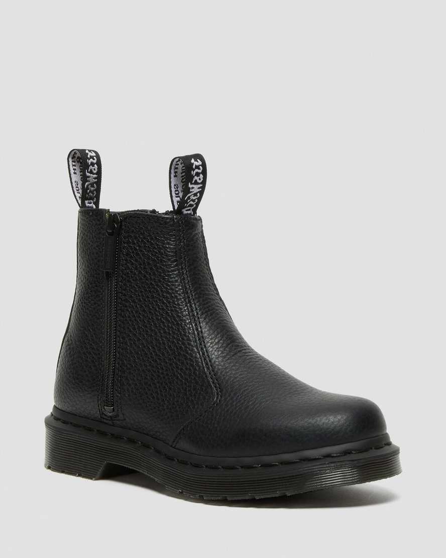 svarta dr martens 2976 zipper chelsea-stövlar för kvinnor