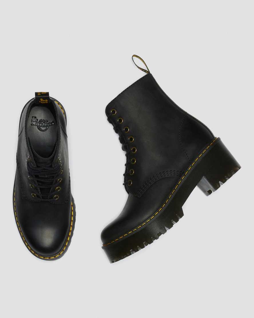 svarta dr martens shriver hi wyoming damklackade stövlar