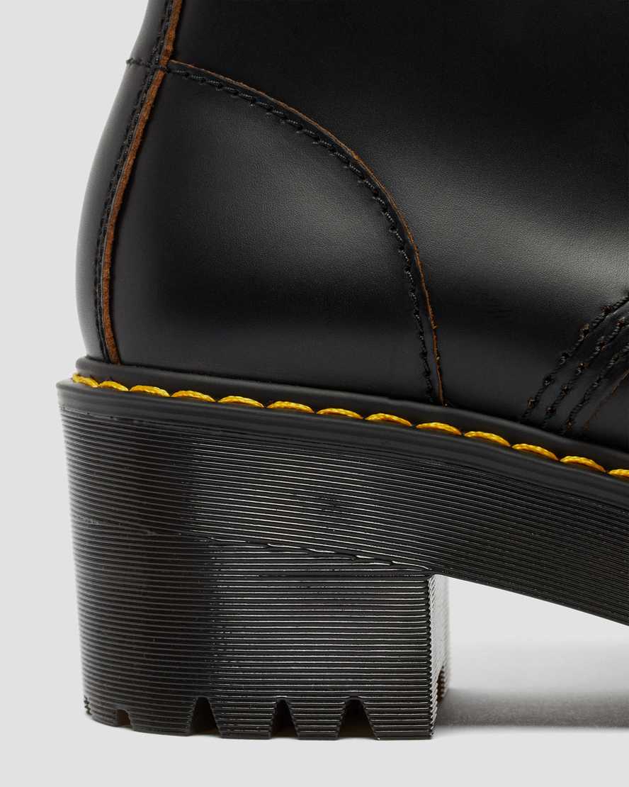 svarta dr martens leona vintage smooth damklackade stövlar