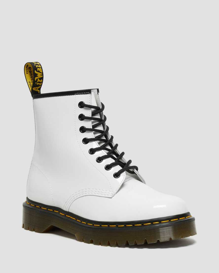 vita dr martens 1460 bex patent damstövlar med snöre