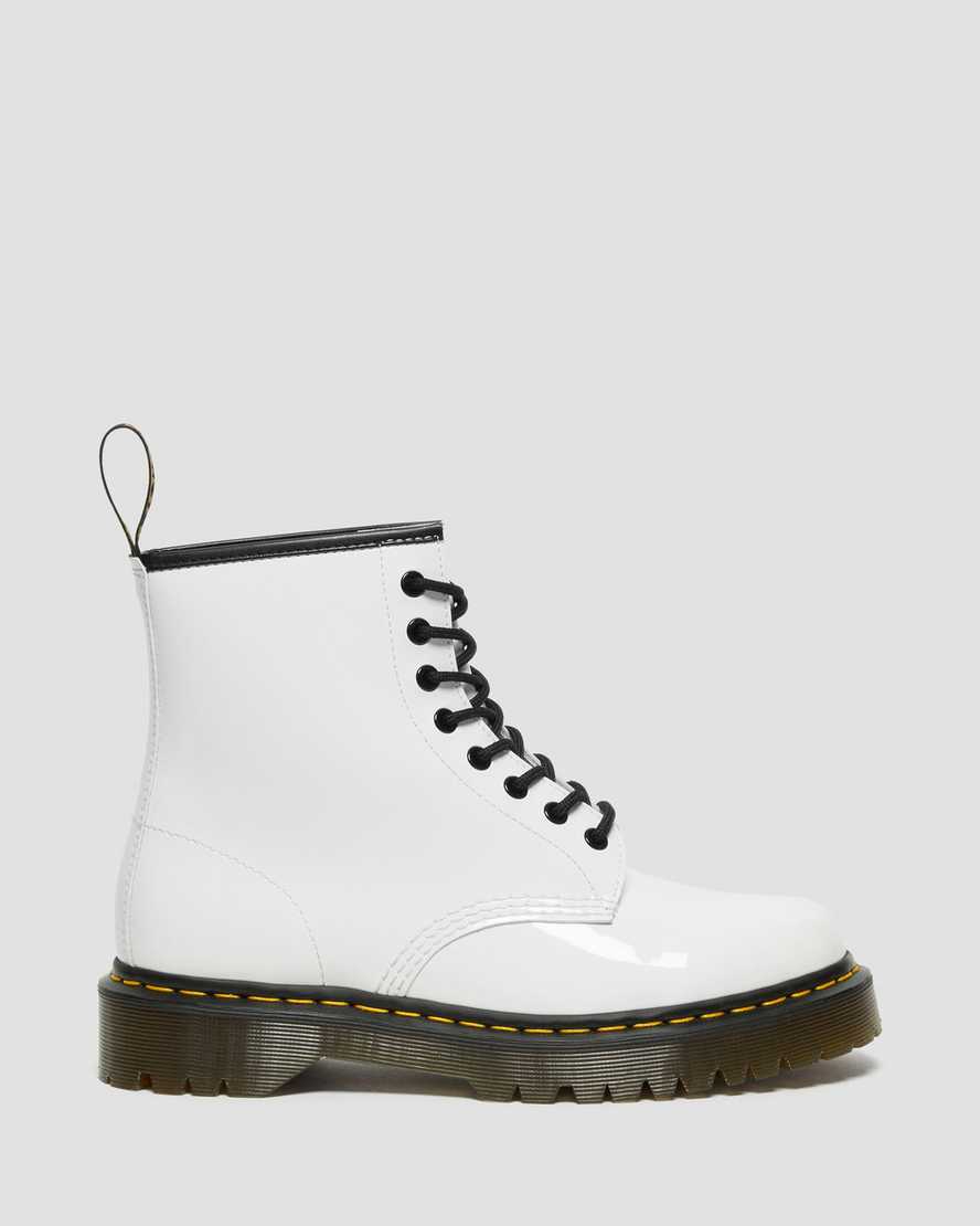 vita dr martens 1460 bex patent damstövlar med snöre