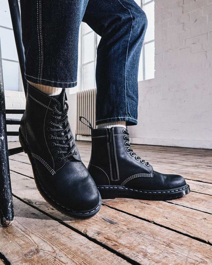 svarta dr martens 1460 pascal zip damstövlar med snörning