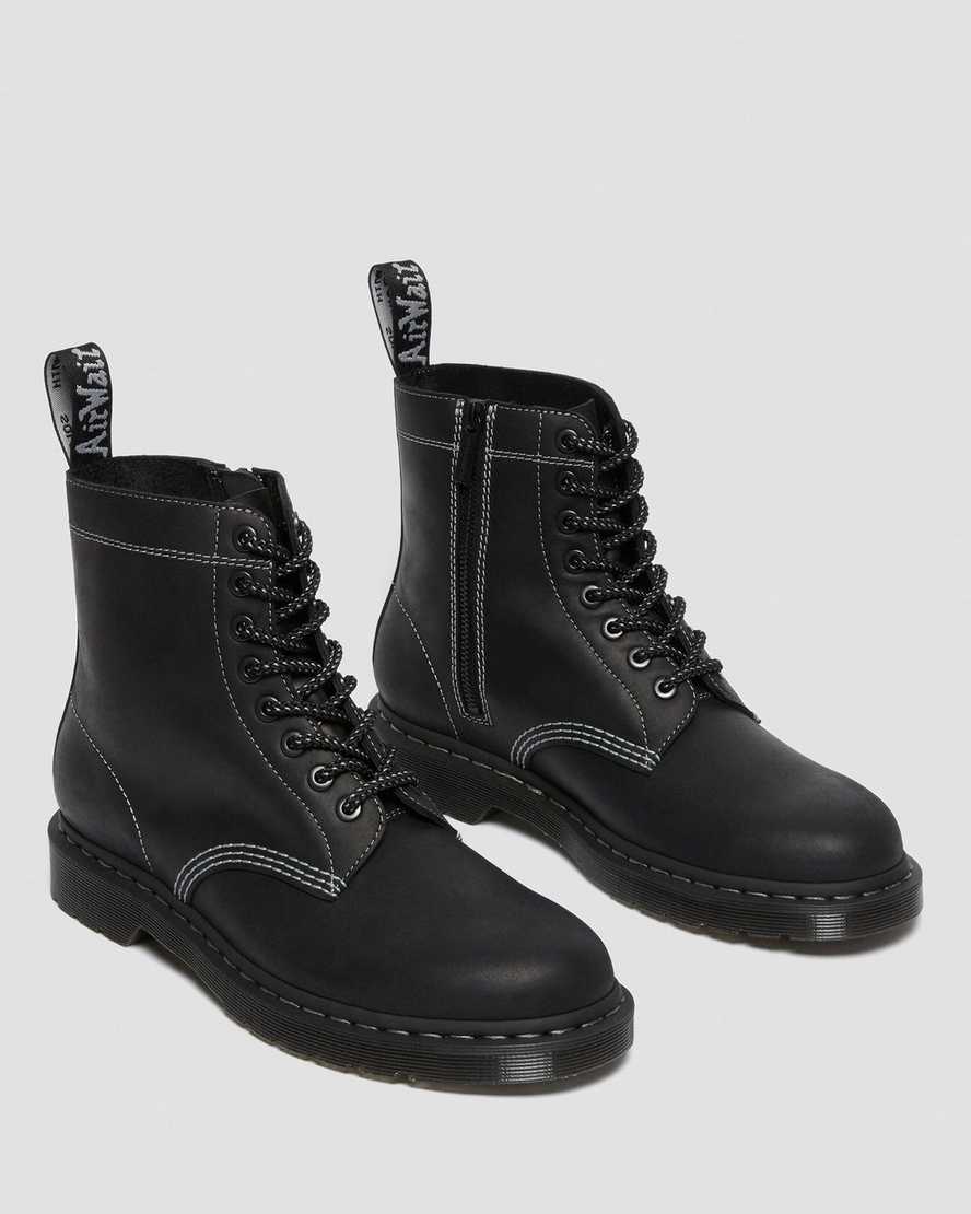svarta dr martens 1460 pascal zip damstövlar med snörning