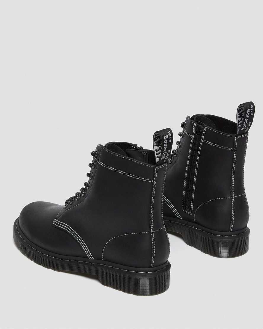 svarta dr martens 1460 pascal zip damstövlar med snörning