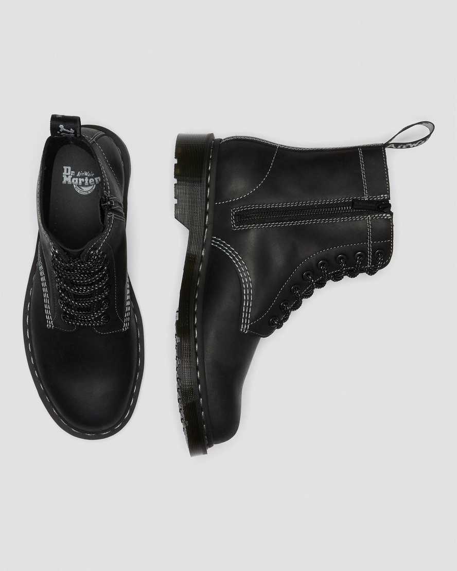 svarta dr martens 1460 pascal zip damstövlar med snörning