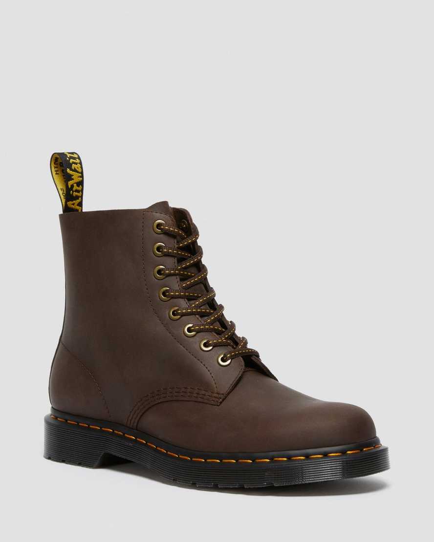 mörkbruna dr martens 1460 pascal damstövlar med snörning