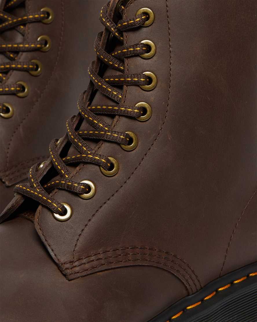mörkbruna dr martens 1460 pascal damstövlar med snörning