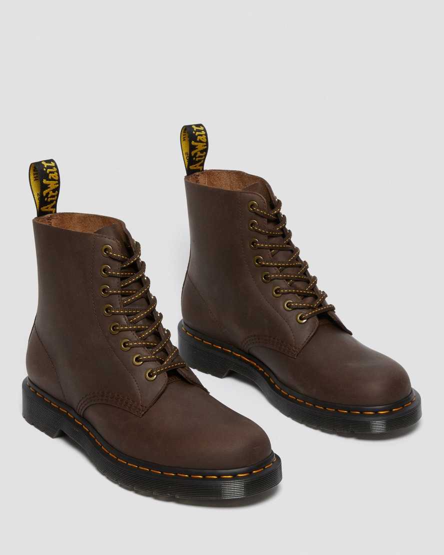 mörkbruna dr martens 1460 pascal damstövlar med snörning