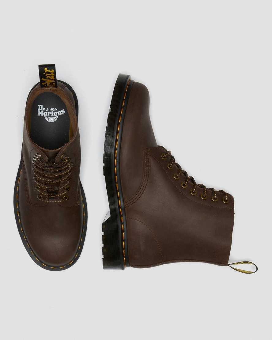 mörkbruna dr martens 1460 pascal damstövlar med snörning