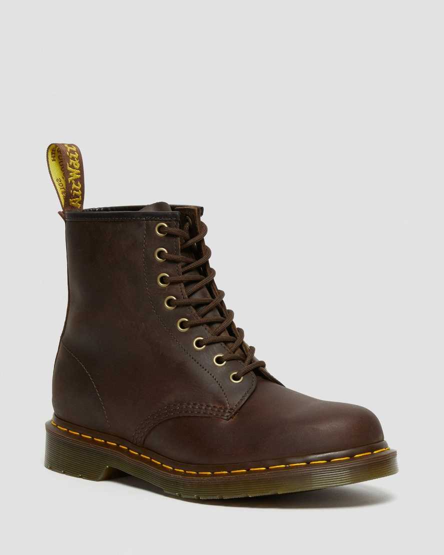 bruna dr martens 1460 crazy horse damstövlar med snörning