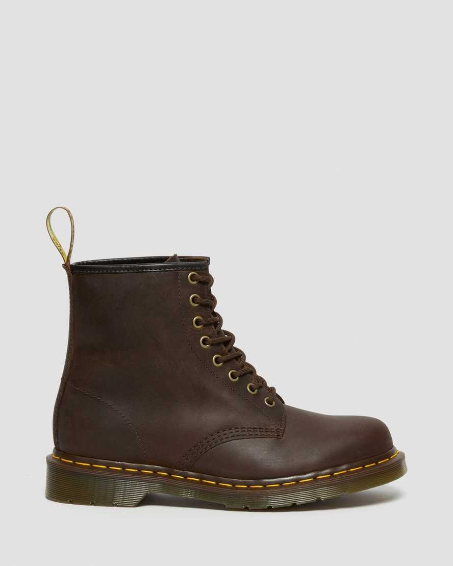 bruna dr martens 1460 crazy horse damstövlar med snörning