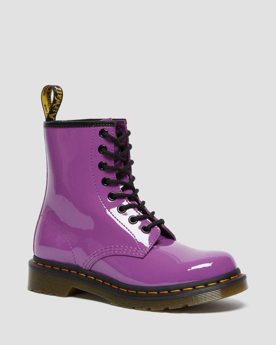 lila dr martens 1460 patent damstövlar med snörning