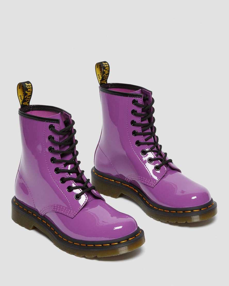 lila dr martens 1460 patent damstövlar med snörning