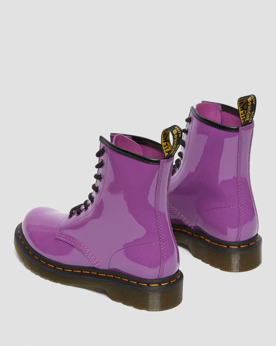 lila dr martens 1460 patent damstövlar med snörning