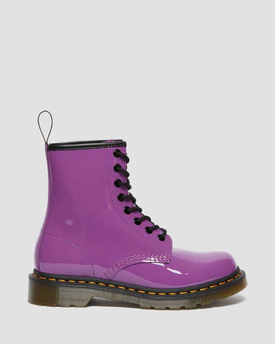 lila dr martens 1460 patent damstövlar med snörning