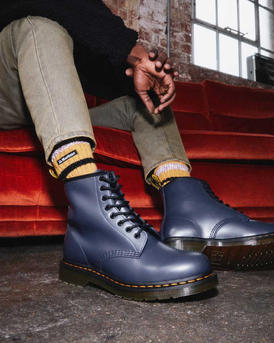 blå dr martens 1460 smooth damstövlar med snörning
