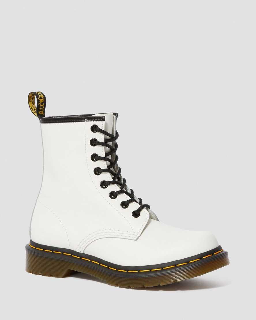 vita dr martens 1460 smooth damstövlar med snörning