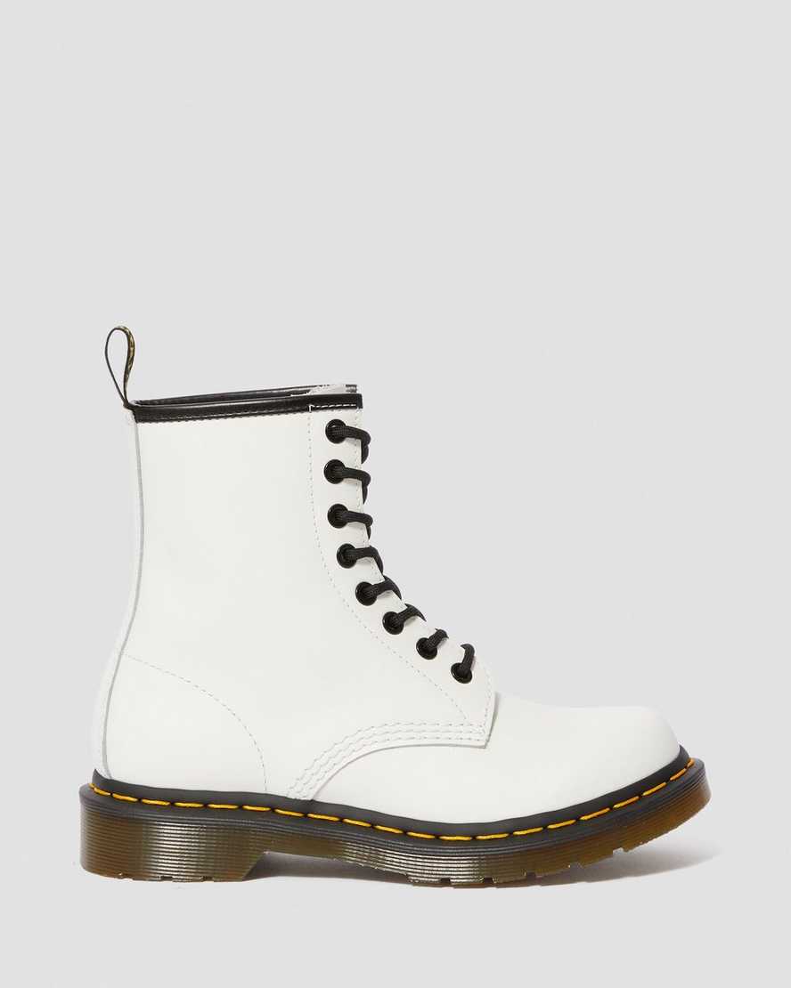 vita dr martens 1460 smooth damstövlar med snörning