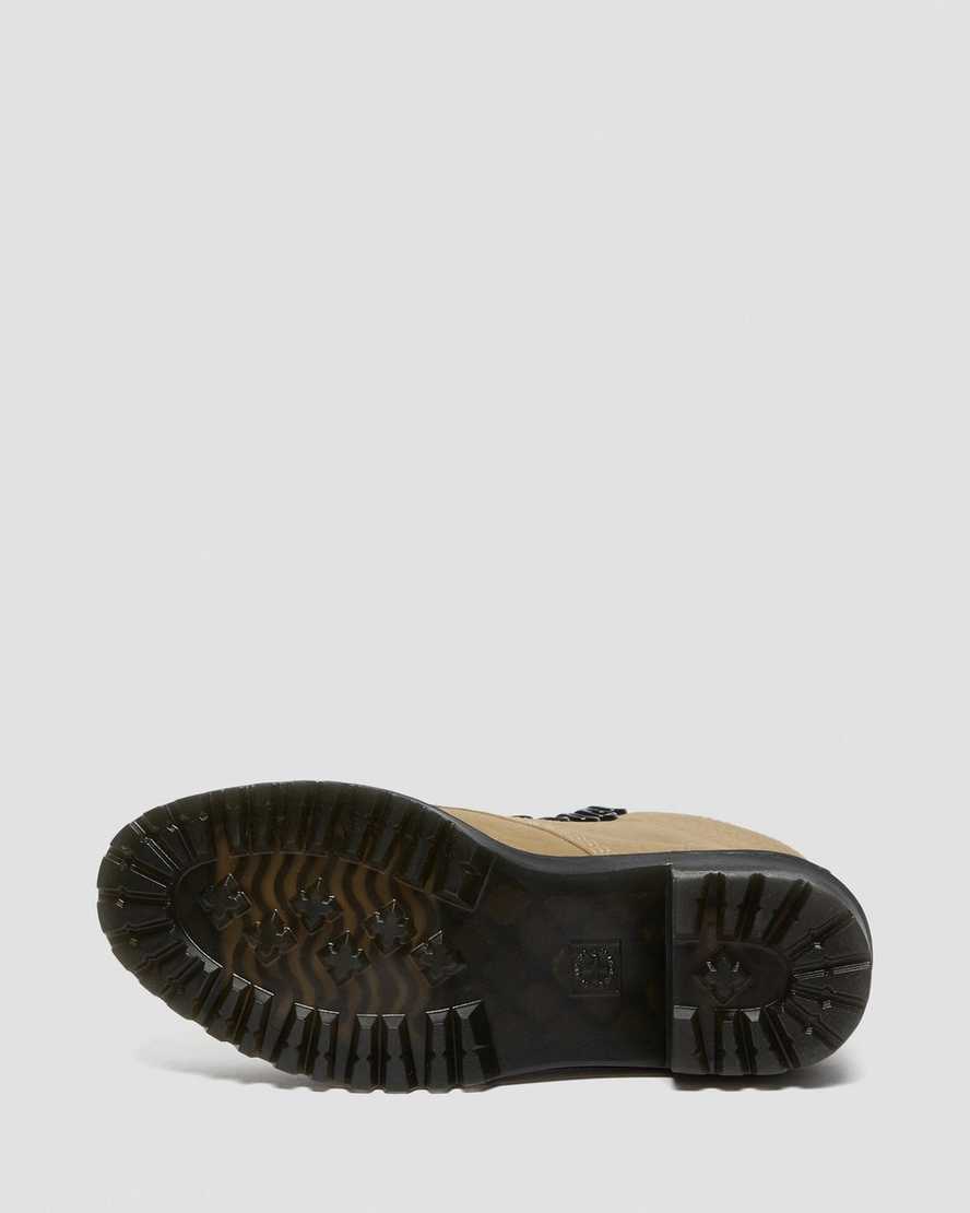 bruna dr martens leona damstövlar med snörning