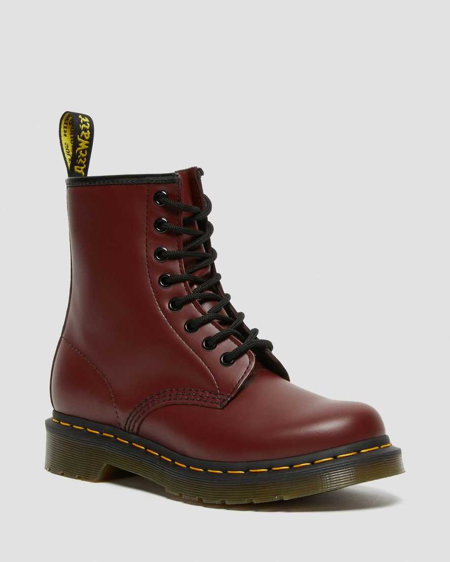 röda dr martens 1460 smooth damstövlar med snörning