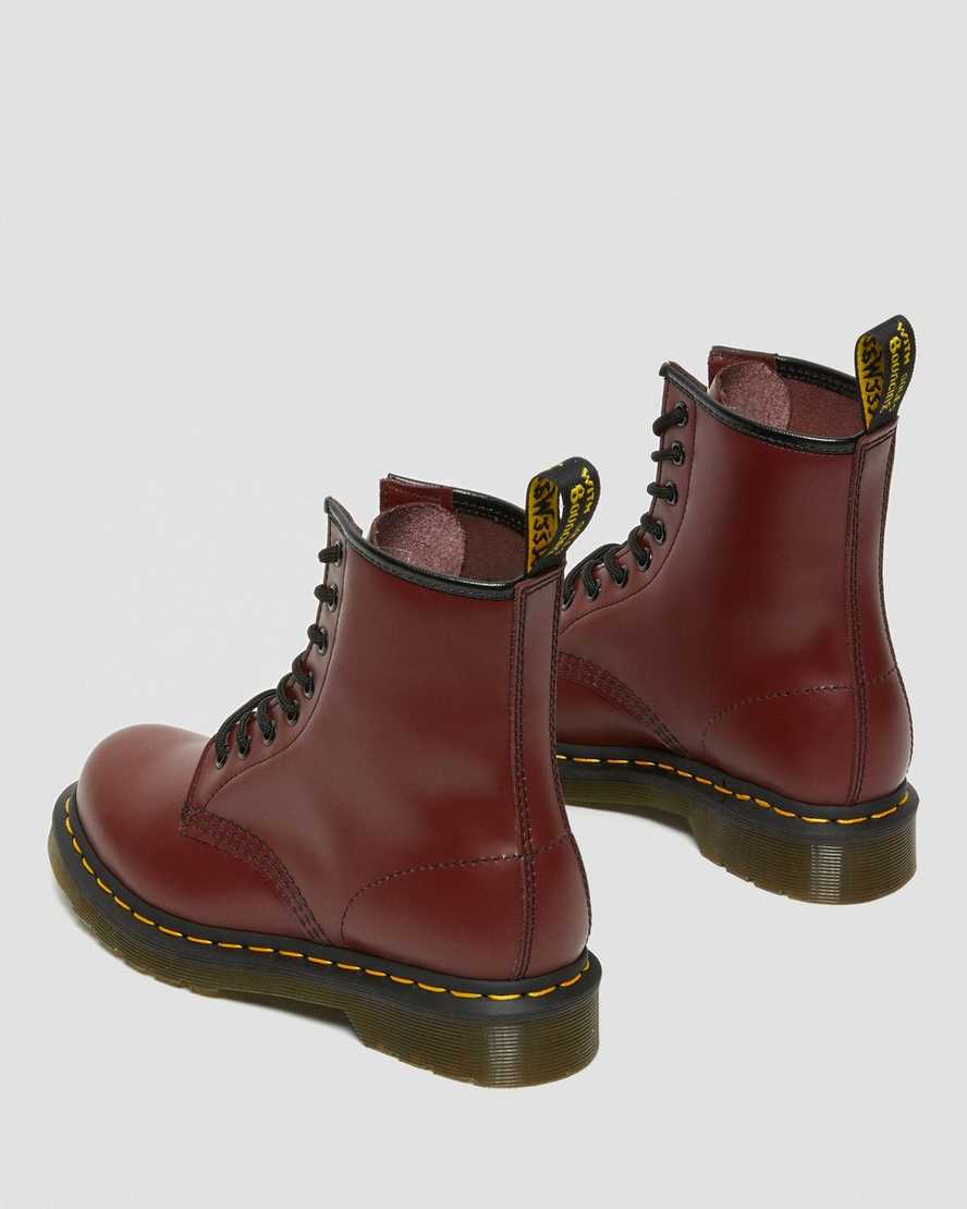röda dr martens 1460 smooth damstövlar med snörning