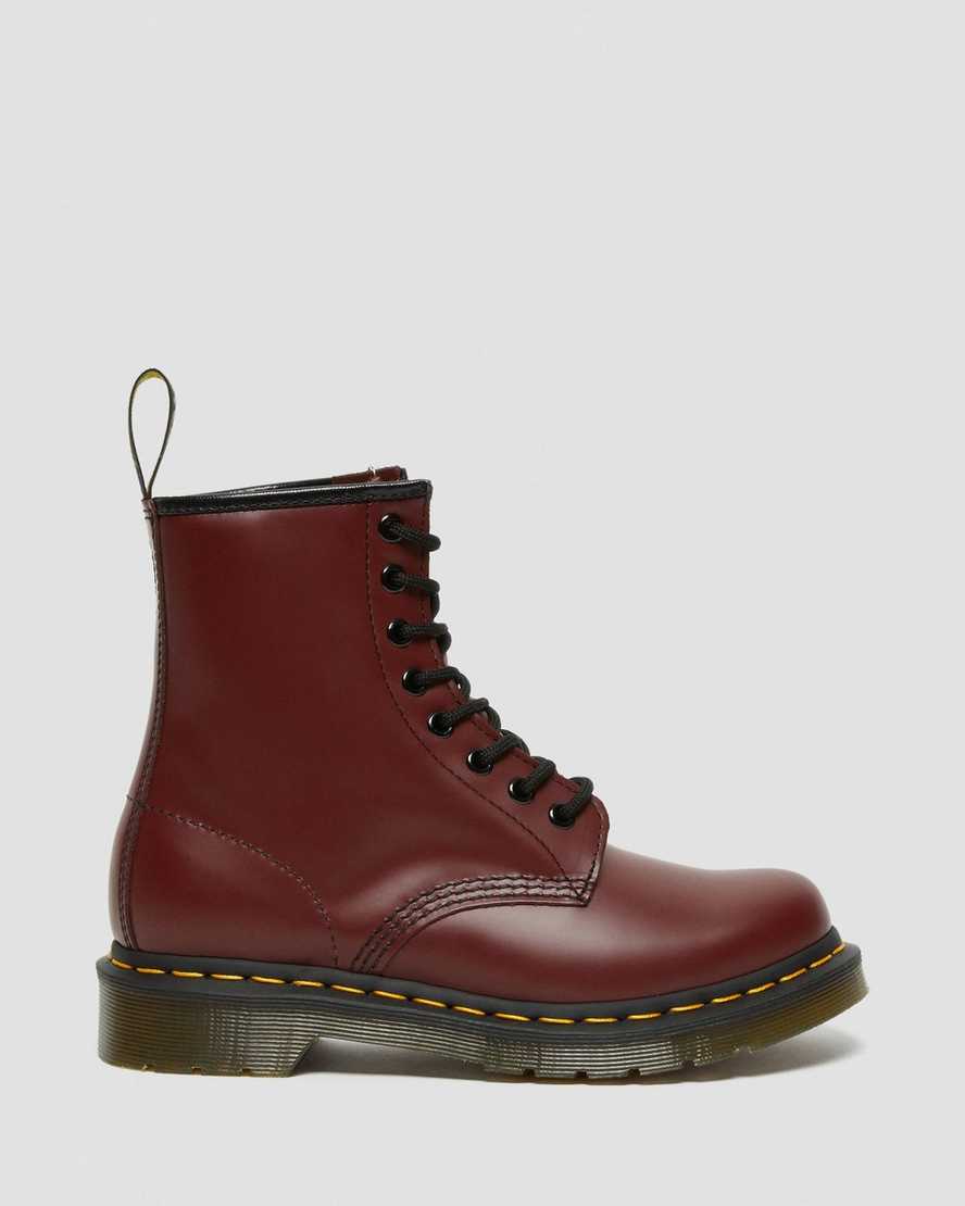 röda dr martens 1460 smooth damstövlar med snörning